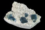 Cubic, Blue-Green Fluorite Crystals on Quartz - China #142374-1